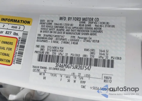 2018 Ford Fusion S from USA, damaged, VIN 3FA6P0G75JR207547